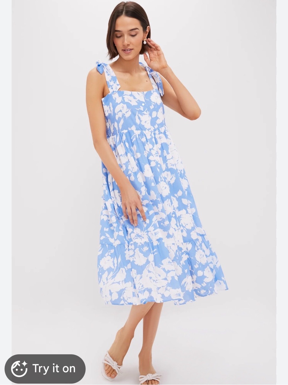 Tuckernuck Hyacinth House Women’s Blue and White Floral Midi Dress XXL